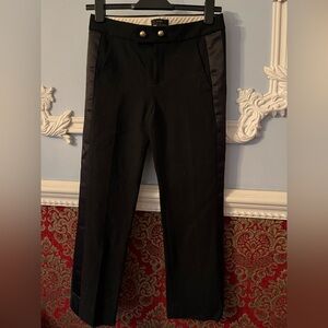 J. Crew Black Satin Stripe Wool Blend Cropped Pants
